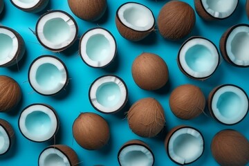 Coconuts Isolated in Blue