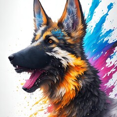 Introducing an irresistible pet portrait featuring a German Shepherd, the epitome of loyalty and charm. This stunning dog, with its distinctive black, brown, and white coat, showcases the essence of t
