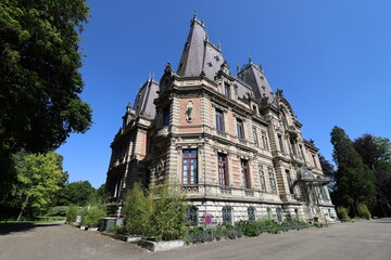 Fototapeta na wymiar La médiathèque, ancien château de Marbeaumont, vue de l'extérieur, ville de Bar le Duc, département de la Meuse, France