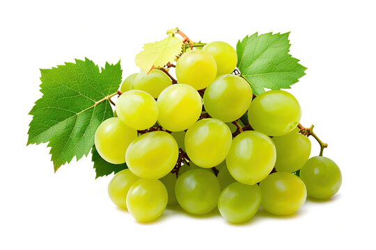 Whiite grapes dry bunch isolated on white background, generative ai.