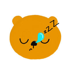 Drawing of teddy bear with emotional emoji characters