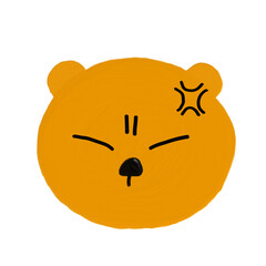 Drawing of teddy bear with emotional emoji characters