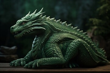 Fototapeta premium green dragon statue. 