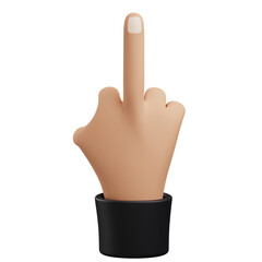 3d middle finger hand gesture illustration with isolated design