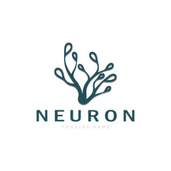 Neuron,seaweed or nerve cell logo design molecule logo illustration template icon with vector concept