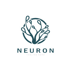 Neuron,seaweed or nerve cell logo design molecule logo illustration template icon with vector concept
