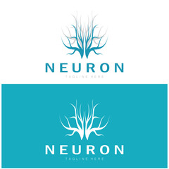 Neuron,seaweed or nerve cell logo design molecule logo illustration template icon with vector concept