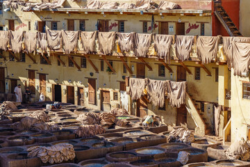 Morocco. Fez. The Chouara tannery is the largest of the four traditional tanneries still present in...