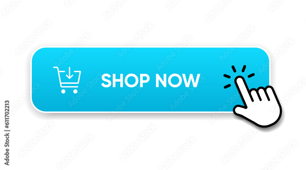 Poster 3d click here web buttons. set of action button, hand cursor and arrow pointing click link buttons. 