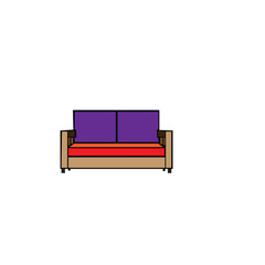 Set colorful sofas in cartoon style. Vector illustration of places to relax and watch TV for home interiors on. Set of various beds, sofas in a cartoon style. Vector illustration of colorful 