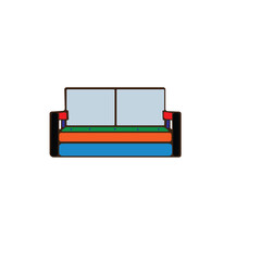 Set colorful sofas in cartoon style. Vector illustration of places to relax and watch TV for home interiors on. Set of various beds, sofas in a cartoon style. Vector illustration of colorful 