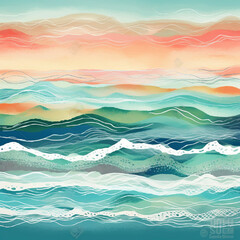 waves and sea  generative, ai