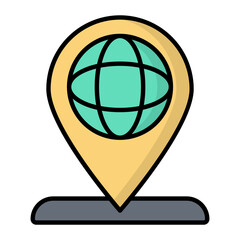 World Pin Line Color Icon