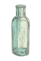 Hand drawn illustration of antique glass bottle