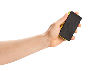 marker eraser in hand path isolated on white