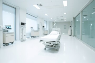 Medical facility interior with equipment and beds