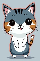 Cartoon cat characters. Flat color simple style design. Raster version of a vector illustration.