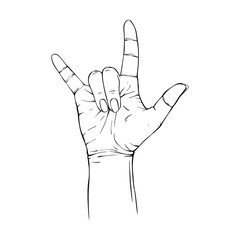 Hand drawn gesture sketch vector illustration line art