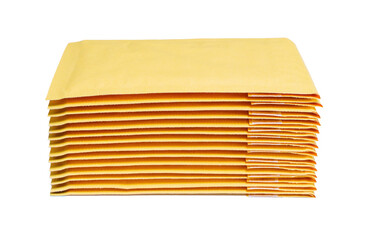 Stack of Padded Mailers Isolated on White