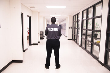Security guard patrolling at school