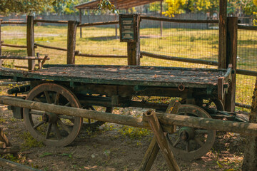 Fototapeta na wymiar old cart standing on the farm