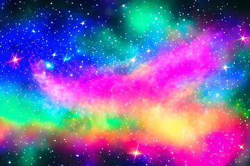 A cosmic bokeh background, with celestial-inspired out-of-focus lights in cosmic colors, evoking a sense of awe and wonder