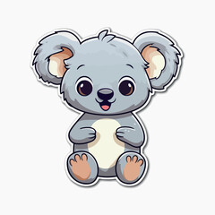 Obraz premium Adorable Koala in cartoon, doodle style. Set, Lovely Australian Animals logo Characters Vector Illustration 