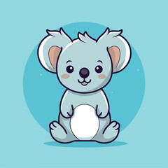 Obraz na płótnie Canvas Adorable Koala in cartoon, doodle style. Set, Lovely Australian Animals logo Characters Vector Illustration 
