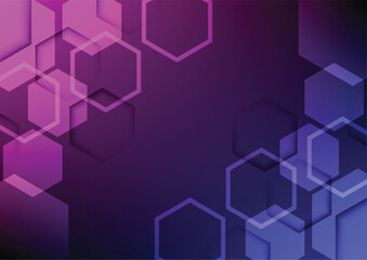 Abstract blue and purple hexagon with binary code background, Digital technology background.  for business presentation, banner, cover, web, flyer, card, poster, game, texture, slide, magazine