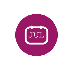 July calendar button icon. monthly calendar binder page symbol  