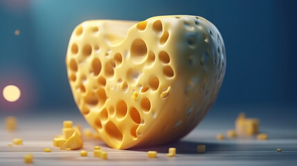 Heart shaped cheese for Cheese Lovers Day, National cheese lover's day celebration. Generative Ai