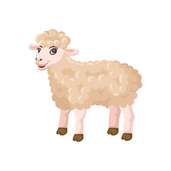 Cartoon little sheep for kids. Farm animals.Vector illustration
