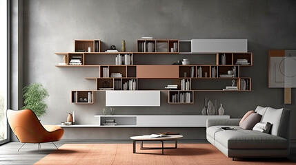 Contemporary Storage Options: Versatile Shelving System for Modern Living Rooms
