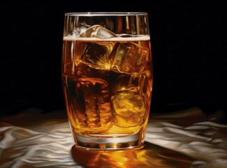 Beer in glass Illustration AI Generative.