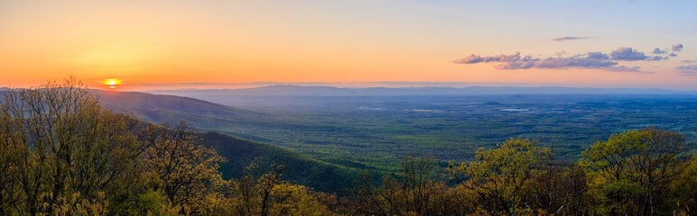 Panoramic Sunset over Shenandoah Valley in Spring