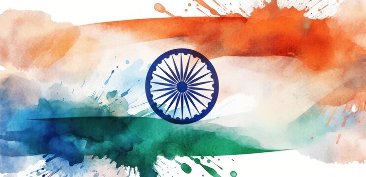 Indian flag background. Illustration AI Generative.
