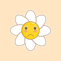 sad character daisy flower mascot vector. cartoon character illustration