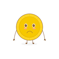 Obraz premium sad character coin mascot vector. cartoon character illustration