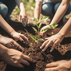 Hands Planting Seedlings: A Symbol of Love, Faith, and Environmental Care | Two hands to help plant trees and seedlings with love and faith.