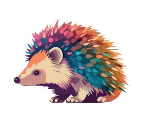 Cute hedgehog bristles in autumn forest outdoors
