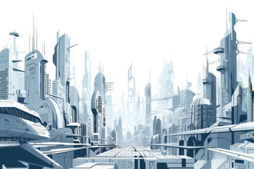 Futuristic city skyline with skyscrapers as illustration (Generative AI)