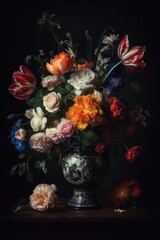 Fototapeta premium Beautiful fantasy vintage flower, digital background