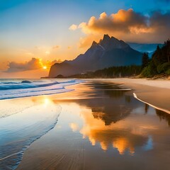 Fototapeta premium sunrise over the lake