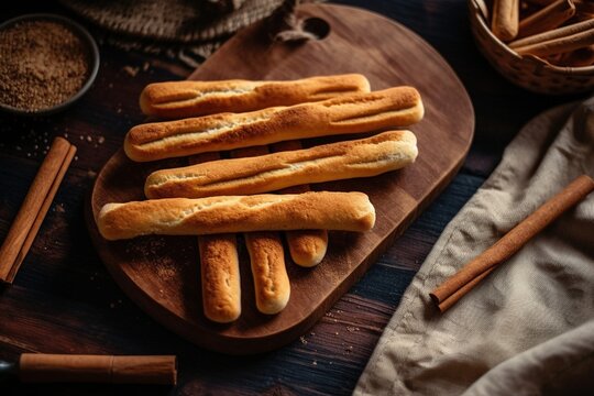 bread stick in kitchen. Generative AI.