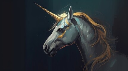 Obraz na płótnie Canvas A unicorn with a golden horn and hooves. Fantasy concept , Illustration painting. Generative AI