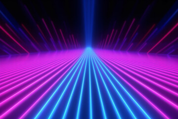 3d render, abstract minimal neon background, pink blue neon lines going up, glowing in ultraviolet spectrum. Cyber space. Laser show. Futuristic wallpaper 