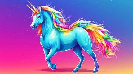 Naklejka na ściany i meble A unicorn with a rainbow mane. Fantasy concept , Illustration painting. Generative AI