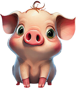 The cutest pig in the world. isolated. Generative AI