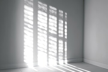 Window Shadow. Gray and Light Blur Abstract Background with Sunlight and Shadow Overlay Effect on White Wall. Unique Texture Design: Generative AI