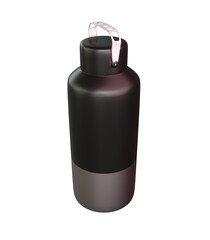  black water bottle with handle -3d rendering illustration and 3d element - NO AI